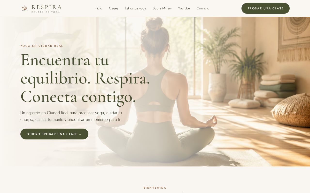 Captura real de RESPIRA · Centro de Yoga